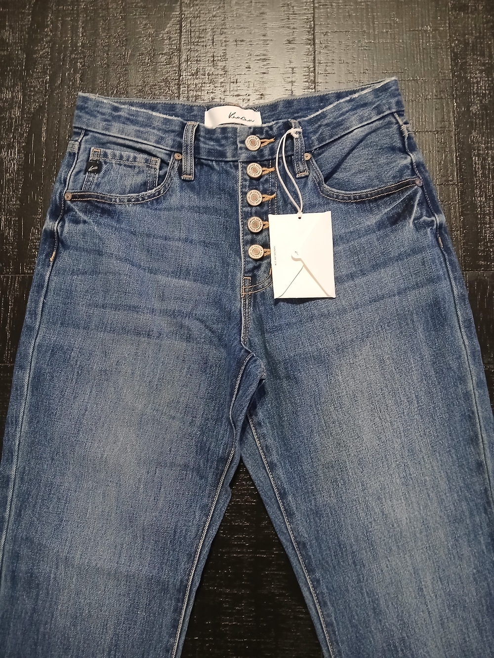 KanCan Women's Straight Leg Jeans in Blue Wash